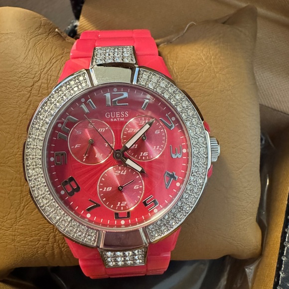 GUESS Vibrant Pink Watch with Crystal Details - Picture 2 of 8